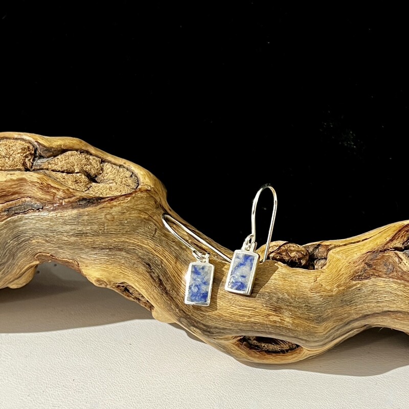 Sterling blue rectangle earrings