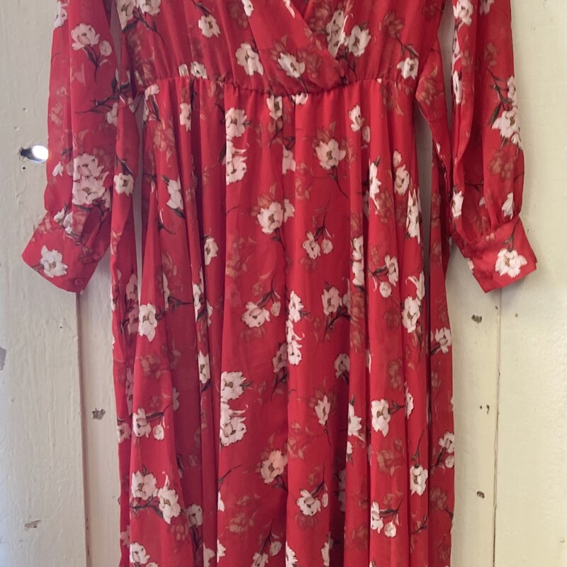 Rd/wht Flral Sheer Dress<br />
Red/wht<br />
Size: Small
