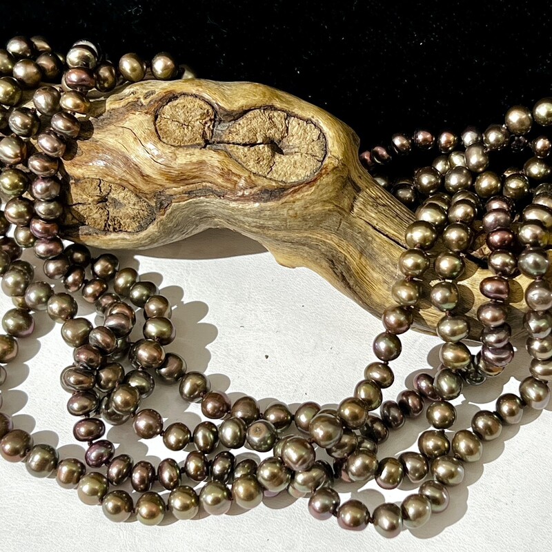 4-strand brown pearl necklace