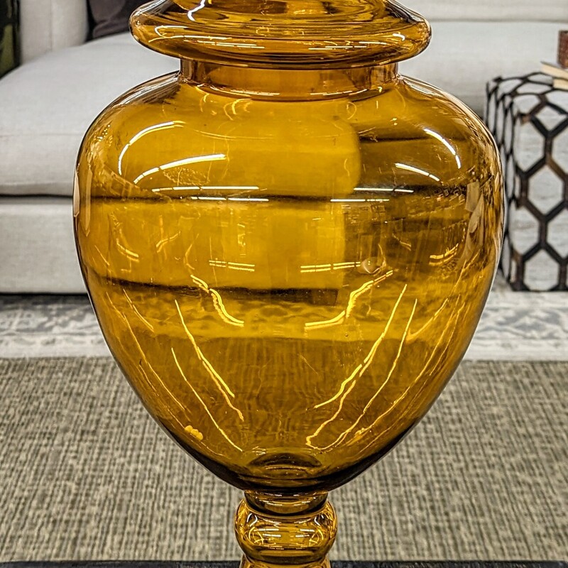 Amber Glass Jar W/Lid