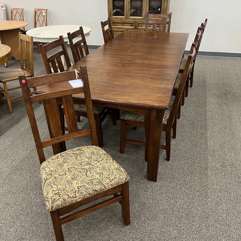 Brown Table with 8Chairs and 2Leaflets