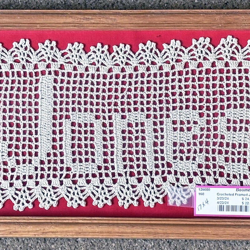 Crocheted Framed Jones
17 In x 19 In.