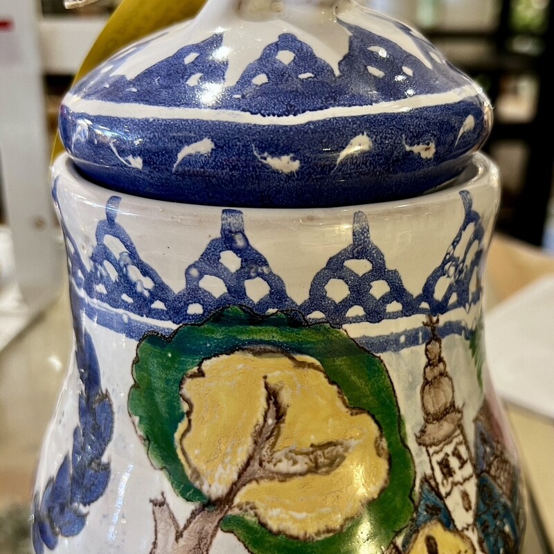 Jar Pottery W/Lid, Blu/Wht, Size: 2 Pieces