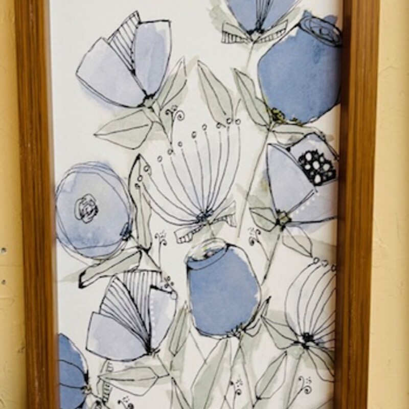Watercolor Spring Flowers Print in Wood Frame
Blue Green White Size: 11.25 x 23H