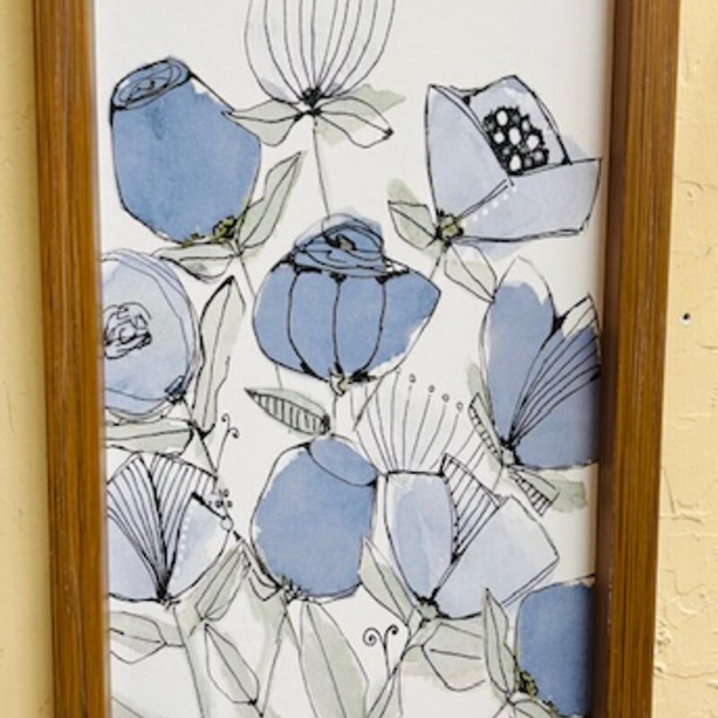 Watercolor Spring Flowers Print in Wood Frame
Blue Green White Size: 11.25 x 23H