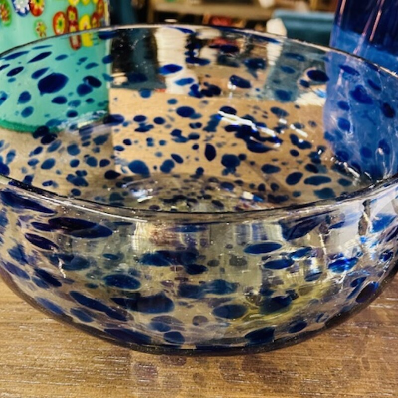 Blown Glass Speckled Bowl
Blue Clear Size: 10 x 4H