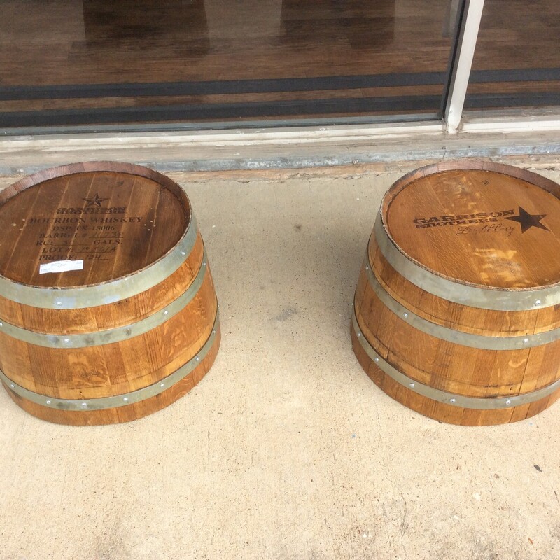 Garrison Brothers Whiskey barrels.  They can be used as planters, ottoman, table, or displayed on the wall.