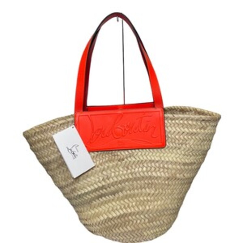 Louboutin Loubishore Straw Orange<br />
<br />
Size: OS<br />
<br />
Dimensions:<br />
20 in wide by 11.75 in high by 8.5 in deep<br />
Strap Drop 9 in<br />
<br />
Introducing the Christian Louboutin Loubishore Straw & Leather Tote, a stunning addition to your handbag collection. Crafted in Italy with a blend of natural straw and vibrant orange leather, this tote features gold-tone hardware with an embossed logo detail that exudes luxury. The interior is lined with natural straw, adding a touch of elegance to the design.