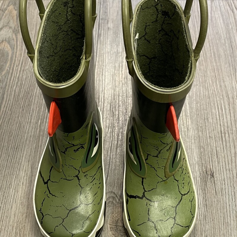 Dino Rain Boots, Green, Size: 5T