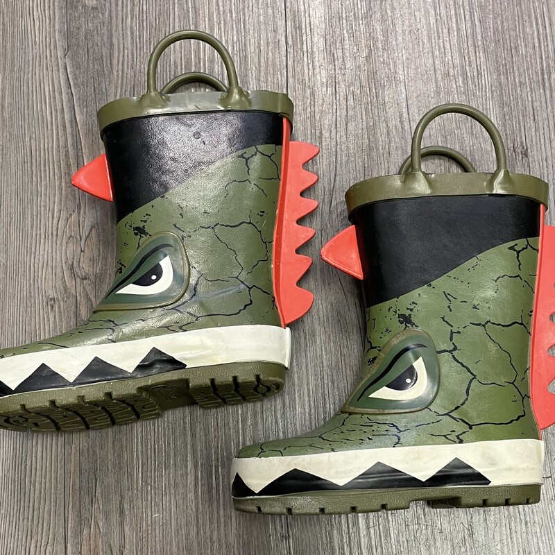 Dino Rain Boots, Green, Size: 5T