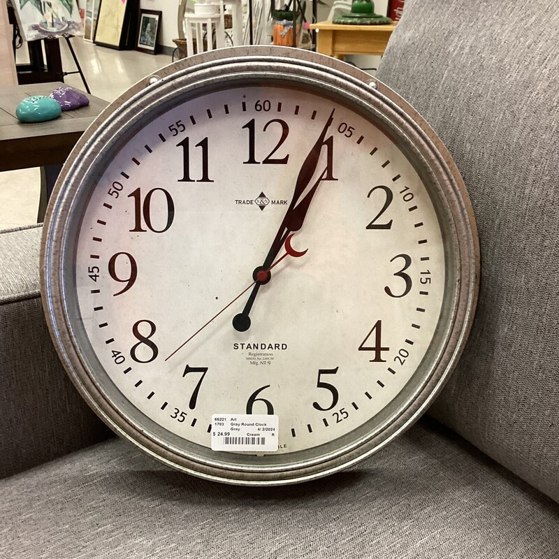 Gray Round Clock