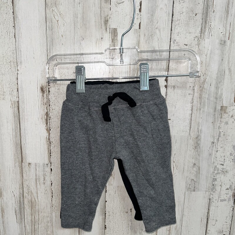 0/3M 2pk Grey/Black Pants, Grey, Size: Boy 0-9m