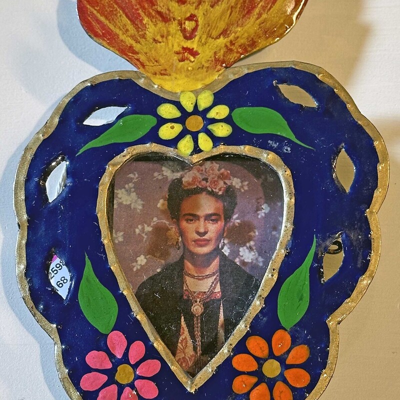 Boho Frida Kahlo Picture in Enamelware Frame
9 In x 5 In.