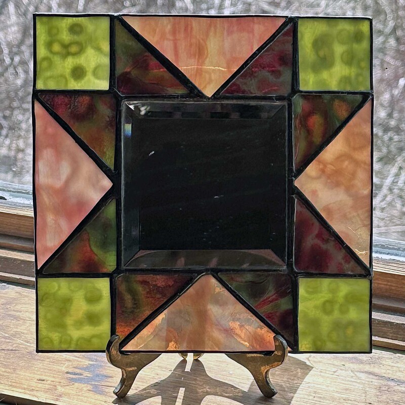Hand Made Stained Glass Mirror<br />
<br />
8 Inches Square