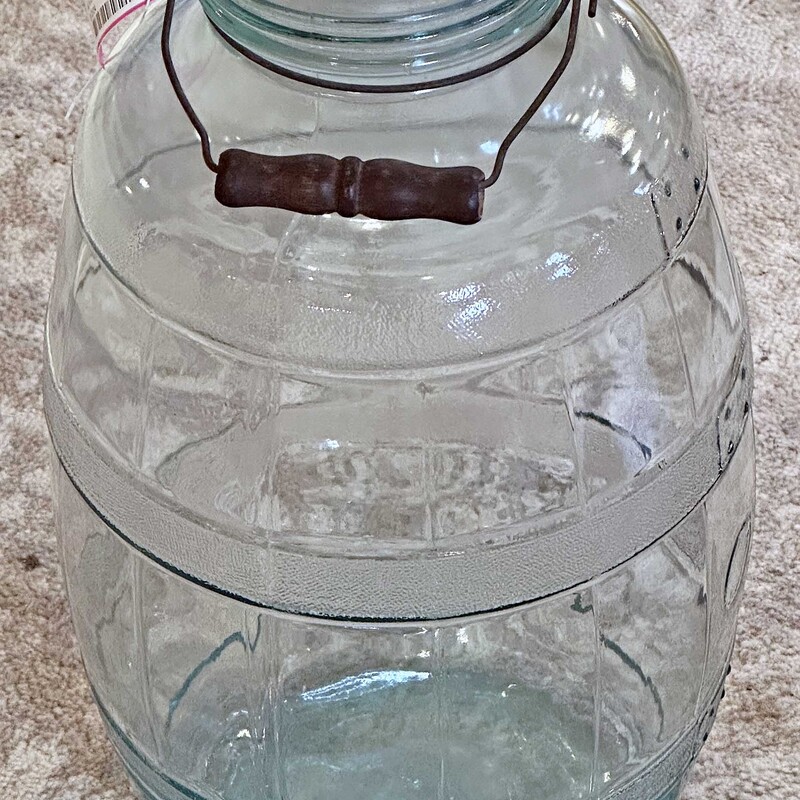 Glass Barrel Jar W/Handle