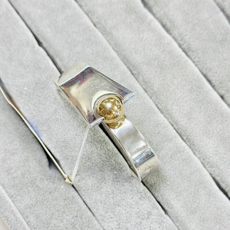 14K Gold and Sterling Silver Mid-Century Cuff