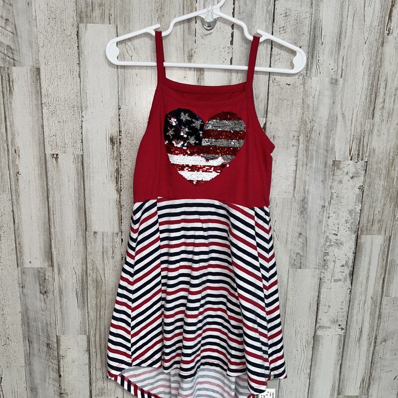 4 Red Stripe Sequin Heart, Red, Size: Boy 2T-4T
