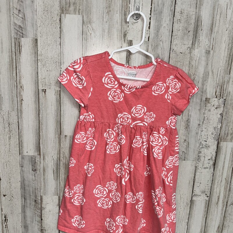 4T Pink Rose Print Dress, Pink, Size: Girl 4T