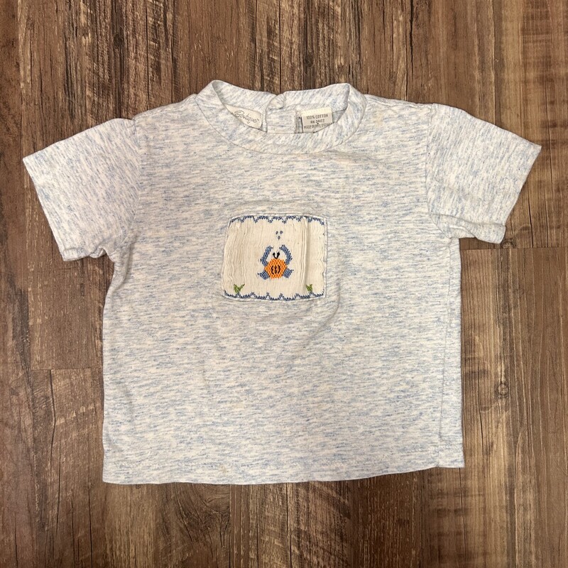 Smocked Crab Tee, Blue, Size: Baby 18M