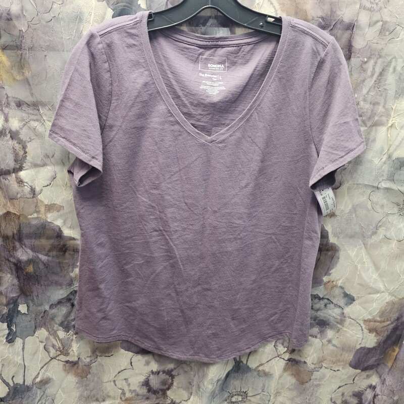 Short sleeve tee in a muted purple.
