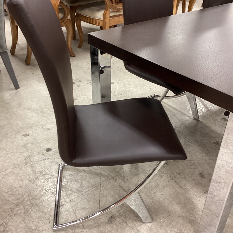 Contemp Table+ 6 Chairs, Walnut, Chrome
35 in w x 79 in t x 29 in t