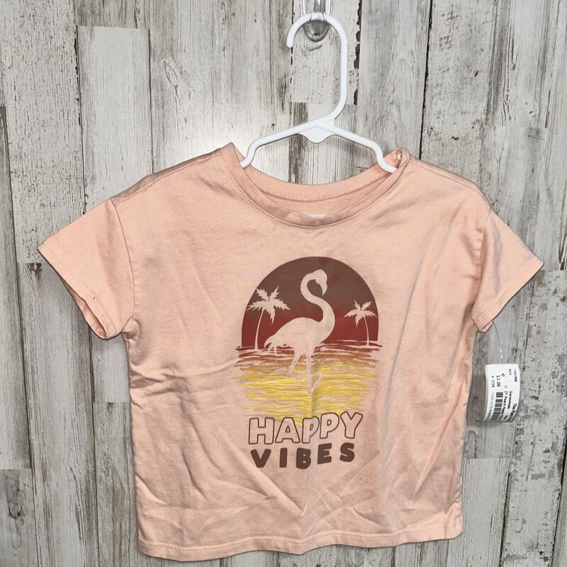 3T Peach Happy Vibes Tee, Pink, Size: Girl 3T