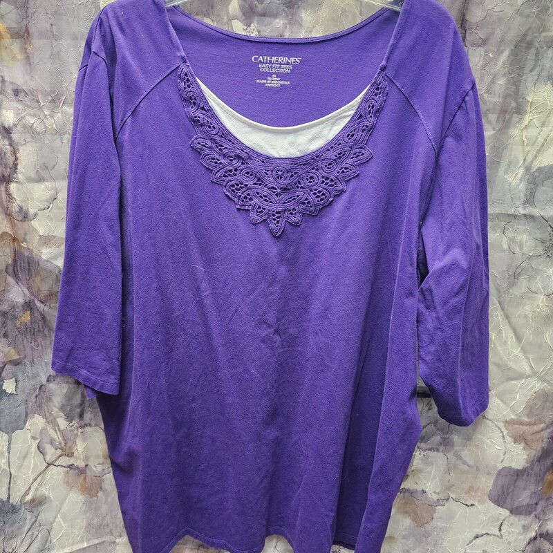 Half sleeve knit top in purple