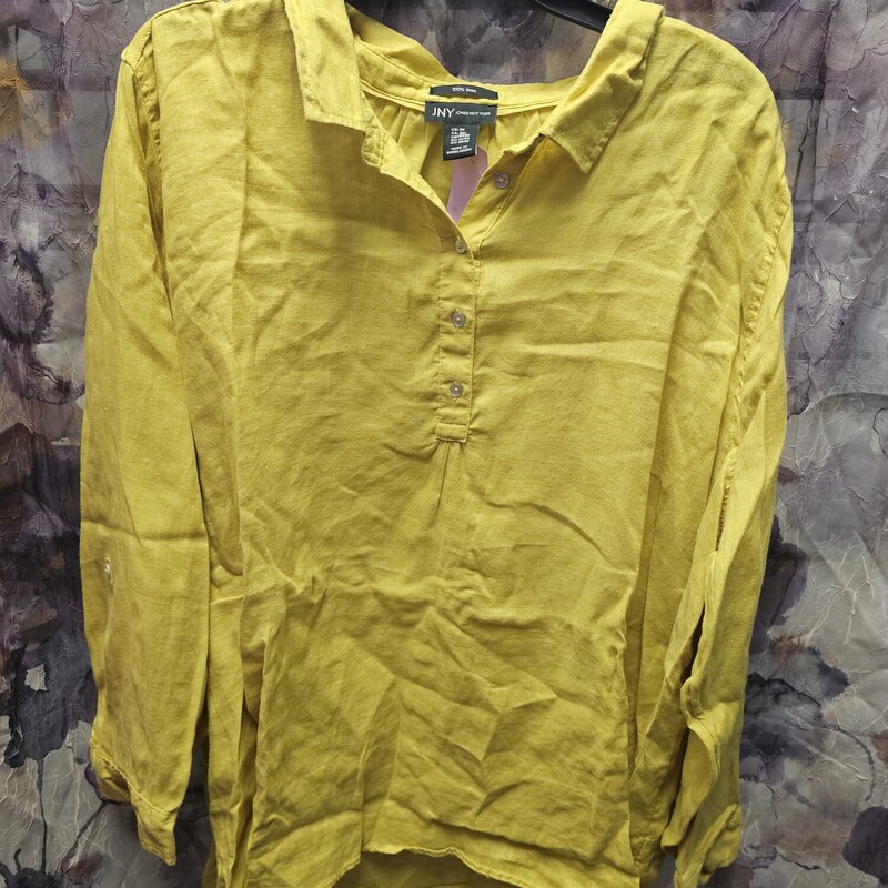 Linen blouse in a funky yellow
