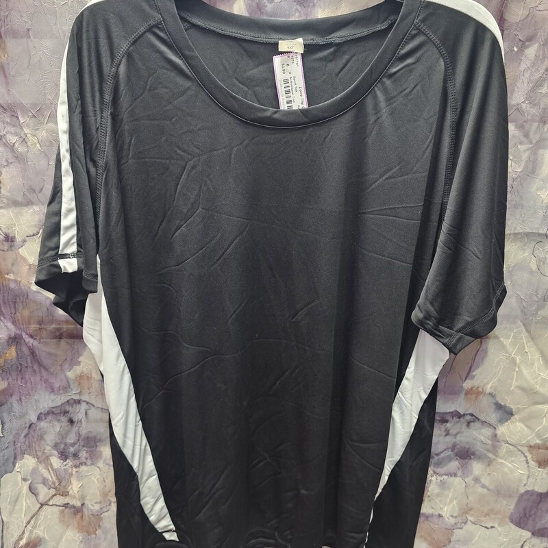 Black and white short sleeve activewear top.