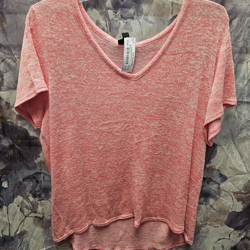 Cute super light weight sweater with super short sleeves in orange with white flecks
