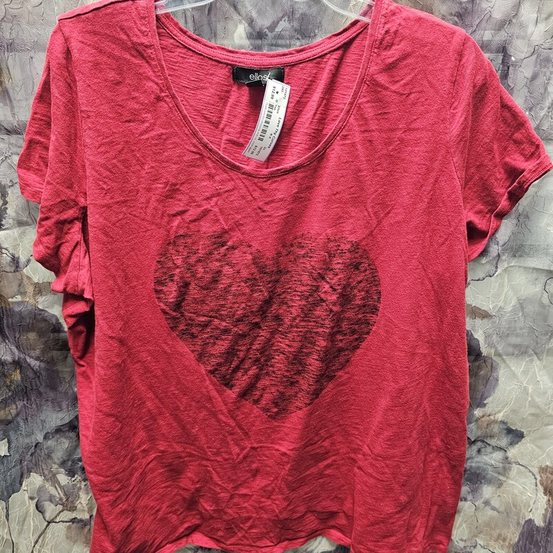 Short sleeve red tee with black heart graphic