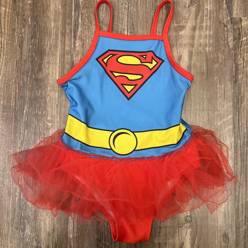Supergirl Tutu Swimsuit, Red, Size: 4 Toddler