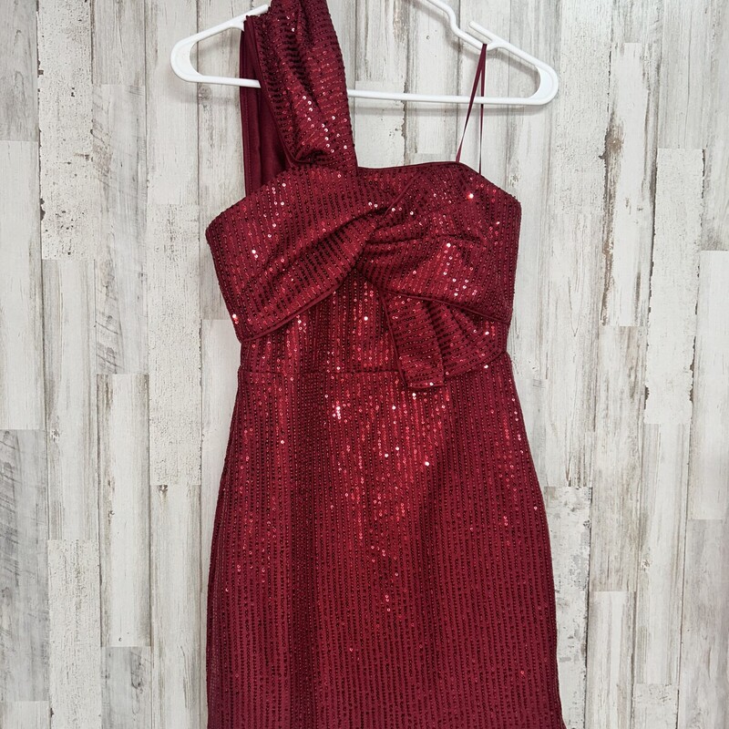 NEW M Red Sequin Bow Dres