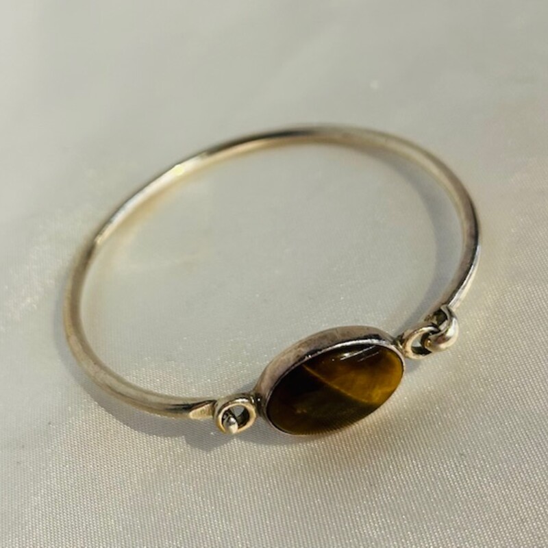 925 Mexico Tigers Eye Hinged Bangle
Silver Brown Size: 2.5diameter