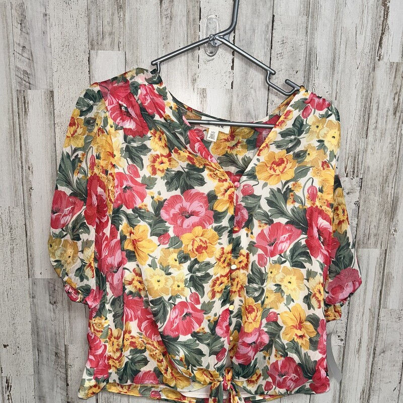 S Sheer Floral Tie Knot T