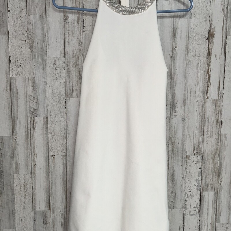 XS White Pearl Neck Dress
