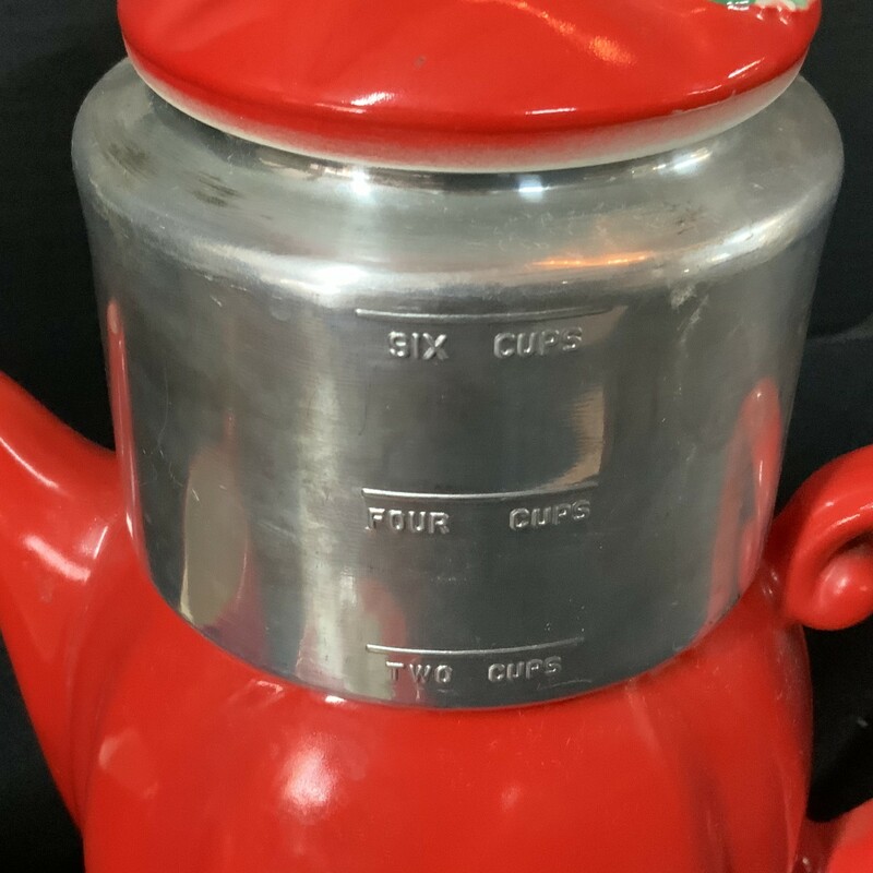 Porcelier Red 6 piece set. Coffee pot is 11in tall.