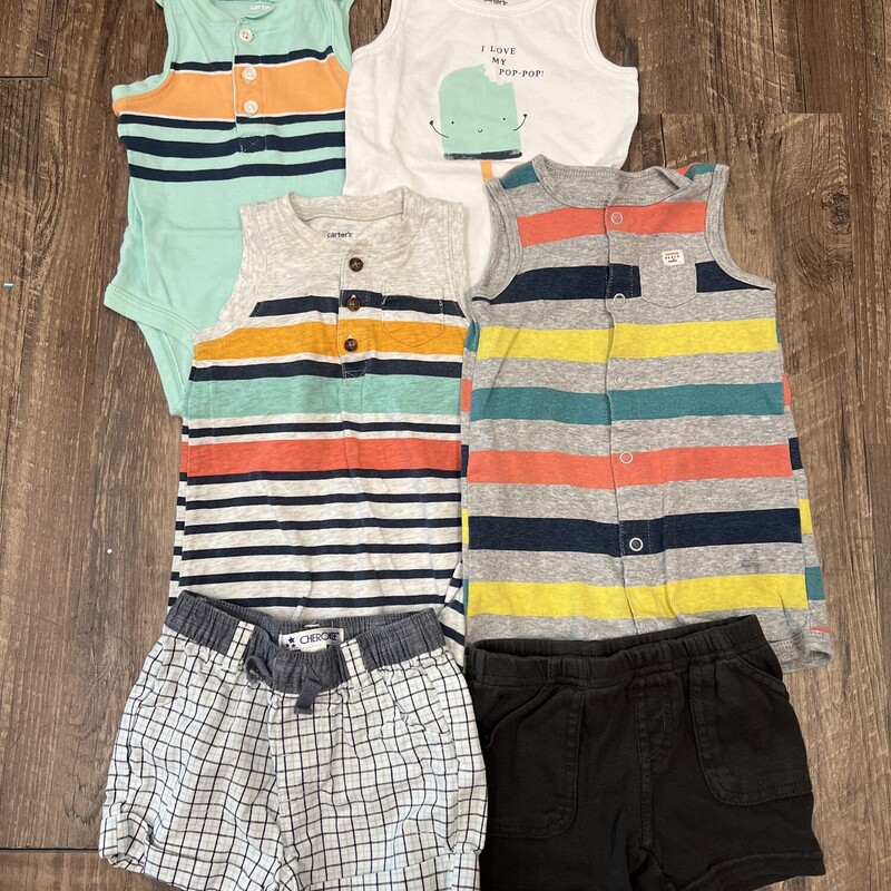Mixed 6pc Stripe Outfits, Mint, Size: Baby 6m
