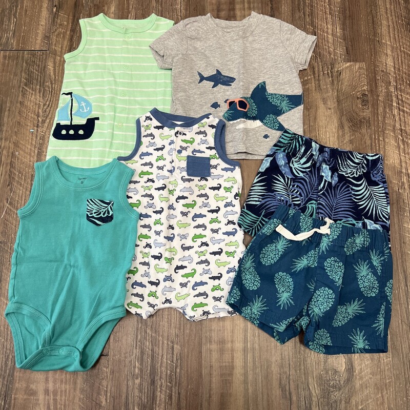 Mixed 6pc Jungle Outfits, Green, Size: Baby 3-6M