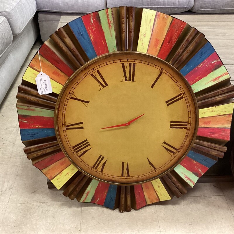 Large Colorful Clock, Multi, Round
30in wide x 30in tall