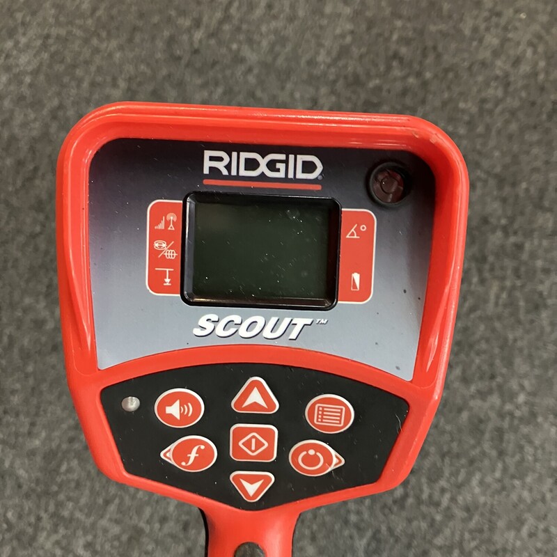 Sonde And Cable Locator, Ridgid Scout<br />
<br />
NaviTrack Scout Underground Sonde and Cable Locator, Multidirectional Locating Device, Battery Operated (takes 4C batteries)<br />
<br />
The RIDGID NaviTrack Scout Locator is designed to solve the most demanding remote transmitter (sonde) locates using multi-directional locating technology. RIDGID locating receivers feature an easy-to-use visual mapping display that allows you to locate utility lines and sondes/beacons with confidence. Use with a SeeSnake camera equipped with a sonde transmitter to locate the camera head during an inspection or use with a line transmitter to find buried utilities (not included). This pipe locator can also find flushable float sondes and remote transmitters attached to a push rod or drain cable. The multi-directional antenna technology sees the entire signal all of the time. Simply maximize the signal strength and you have found your target. No nulls or false peaks to complicate the locate. This pipe and cable locator verify the locate position using a micro-mapping display to mark distinctive poles in front of and behind the target, ensuring an accurate locate. Depth is automatically calculated and displayed when you are over the target also. The Scout is ideal for doing underground location, sewer location, line detection, and others who occasionally need to locate energized lines. This line tracer operates with 4 C-Cell batteries that typically last approximately 24 hours