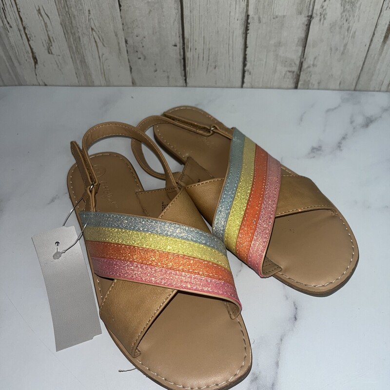 Y2 Glitter Stripe Sandals, Tan, Size: Shoes Y2