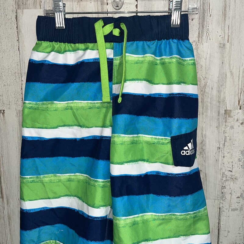 8 Green Stripe Swim Short