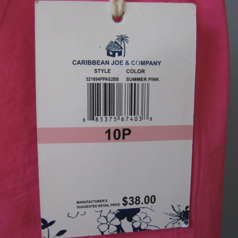 NWT Carribean Joe, Pink, Size: 10 P<br />
Nice shorts, great for hot weather because the fabric is so lightweight.<br />
Hot pink<br />
Brand new with tags.<br />
Carribean Joe & Co brand<br />
Size 10P<br />
3% Spandex<br />
flat measurements:<br />
waist: 17.5<br />
hip: 22<br />
rise: 9.5<br />
inseam: 10<br />
side seam: 19.75<br />
<br />
Thanks for looking!<br />
#70243