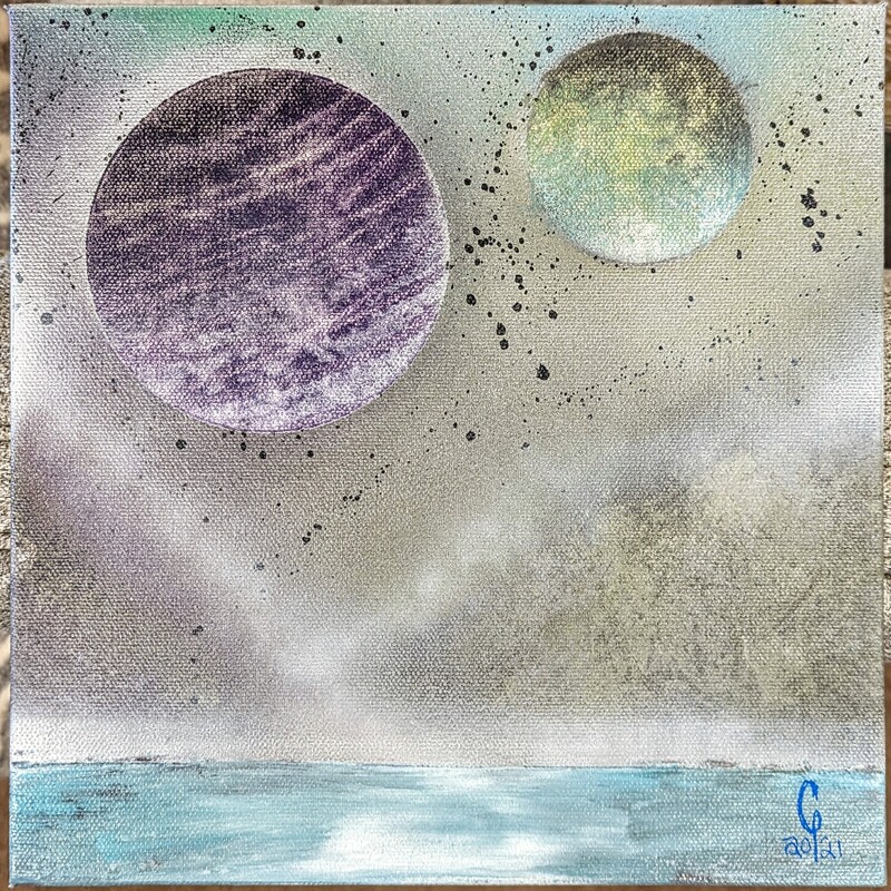 Painted Planets Canvas
Blue Purple Gray Size: 10 x 10H