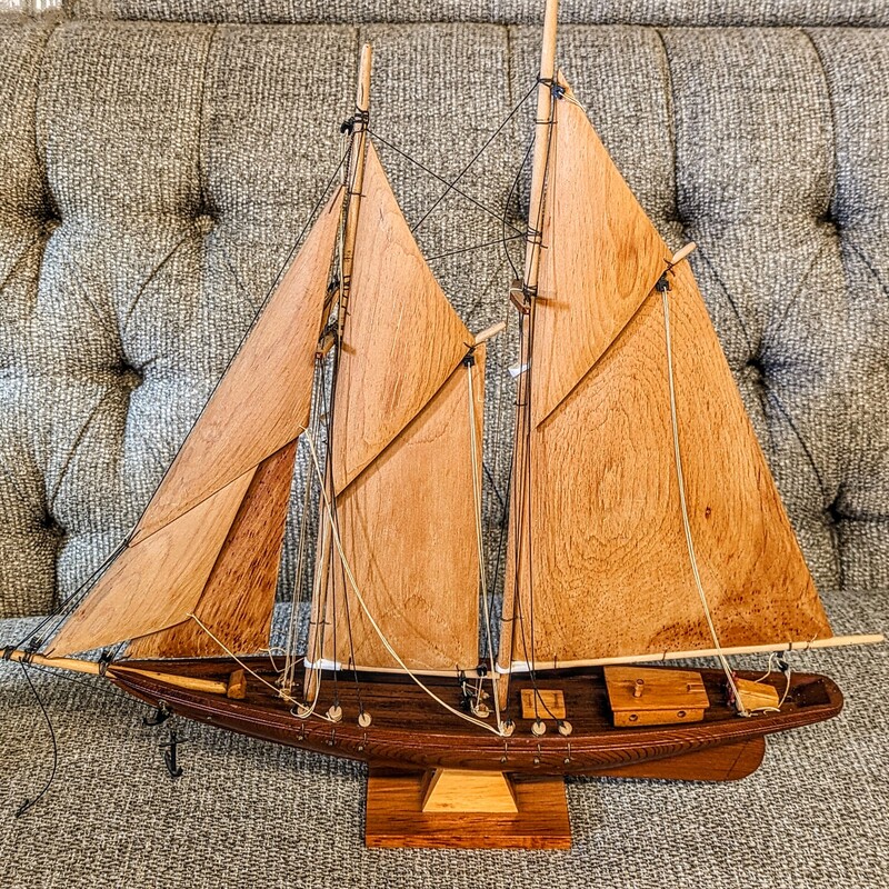Wood Ship With Wood Sails
Brown Tan Size: 19.5 x 18.5H