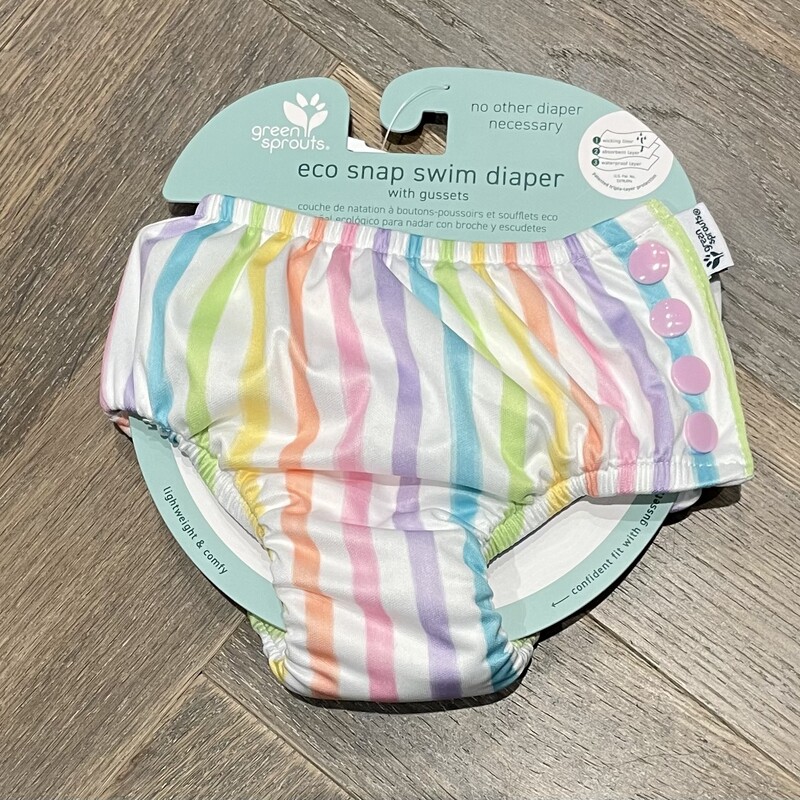 Green Sprouts Eco Snap Swim Diaper - NEW, Stripped, Size: 6M (10-18lbs)