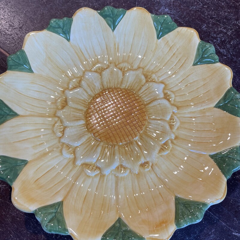 Sunflower Ceramic Platter, None, Size: None