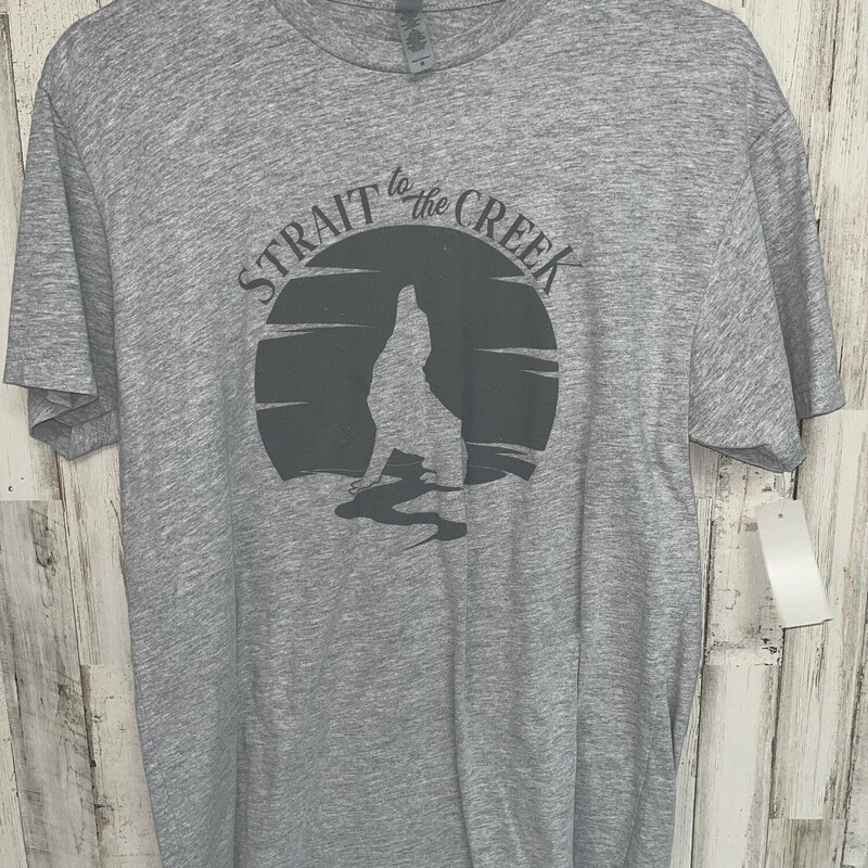 M Straight To The Creek T, Grey, Size: Ladies M