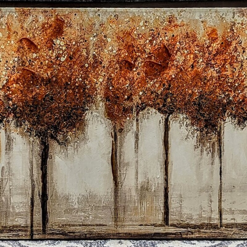 Long Abstract Trees Canvas
Orange Brown Tan Size: 66 x 18H